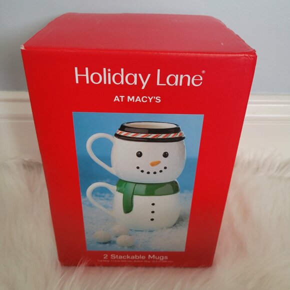 Holiday Lane Snowman Set of 2 Stacked Mugs - Picture 3 of 6